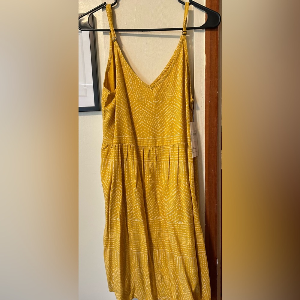 RVCA Nolan mustard yellow print dress